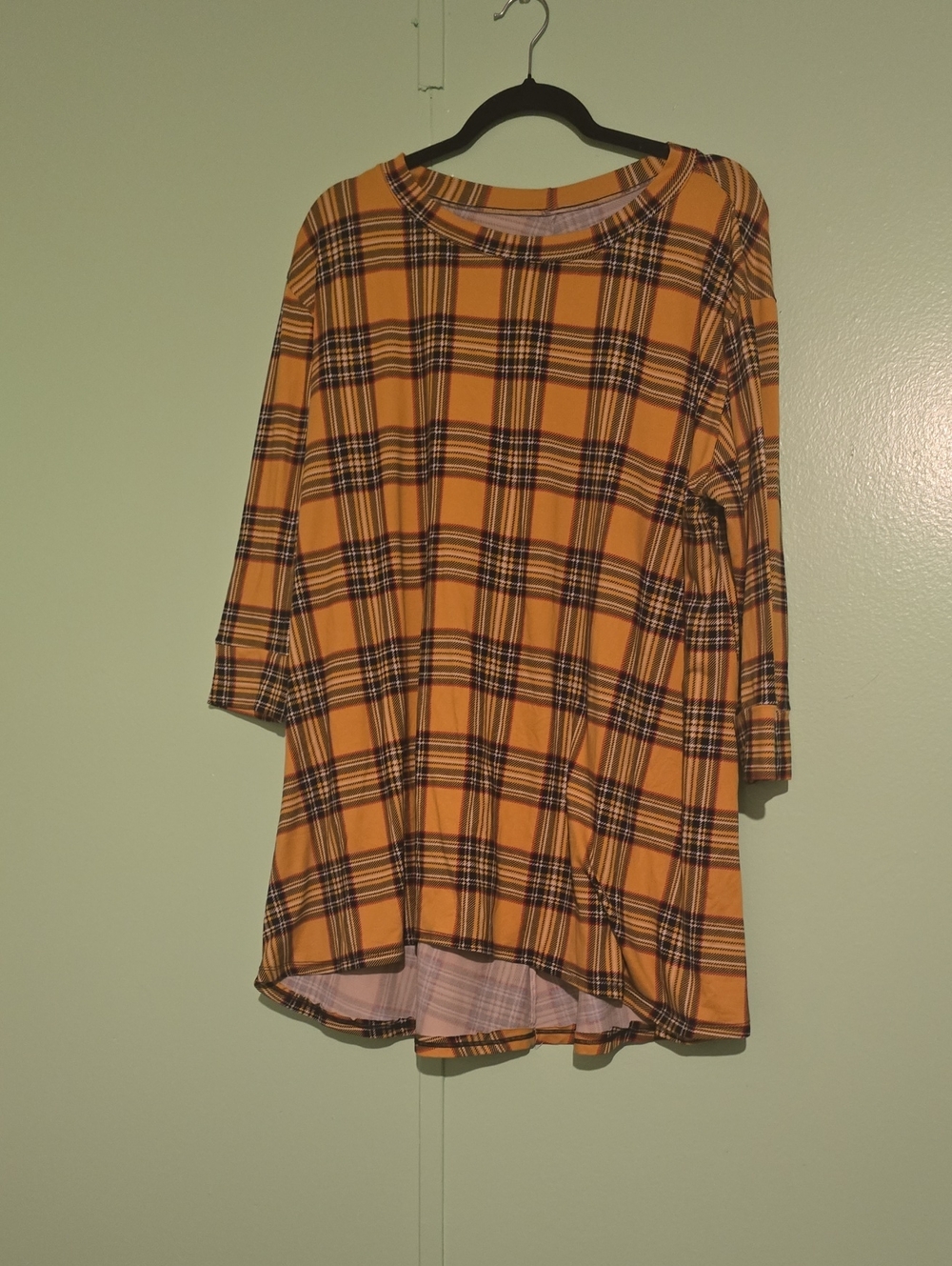 Mustard Plaid Women's Tunic Top